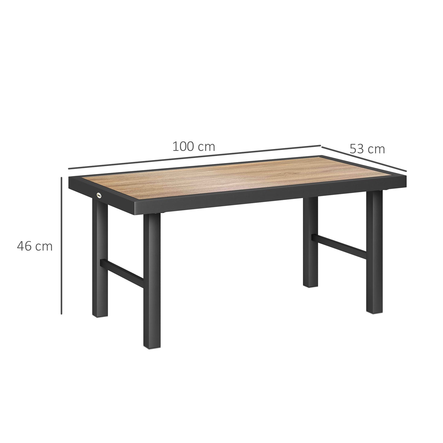 Garden Coffee Table with SPC Woodgrain Tabletop, Brown Wood Effect