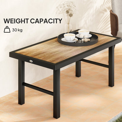 Garden Coffee Table with SPC Woodgrain Tabletop, Brown Wood Effect