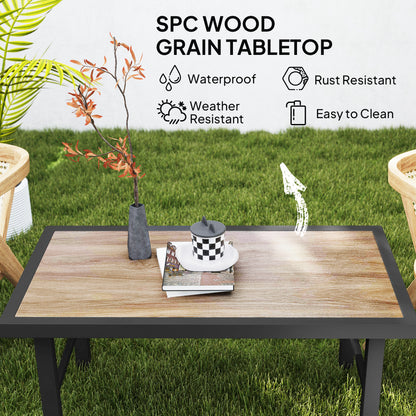 Garden Coffee Table with SPC Woodgrain Tabletop, Brown Wood Effect