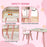 ZONEKIZ Kids and Table Chairs, Children Desk with Two Chairs, Toddler Furniture Set, for Ages 3-6 Years - Pink