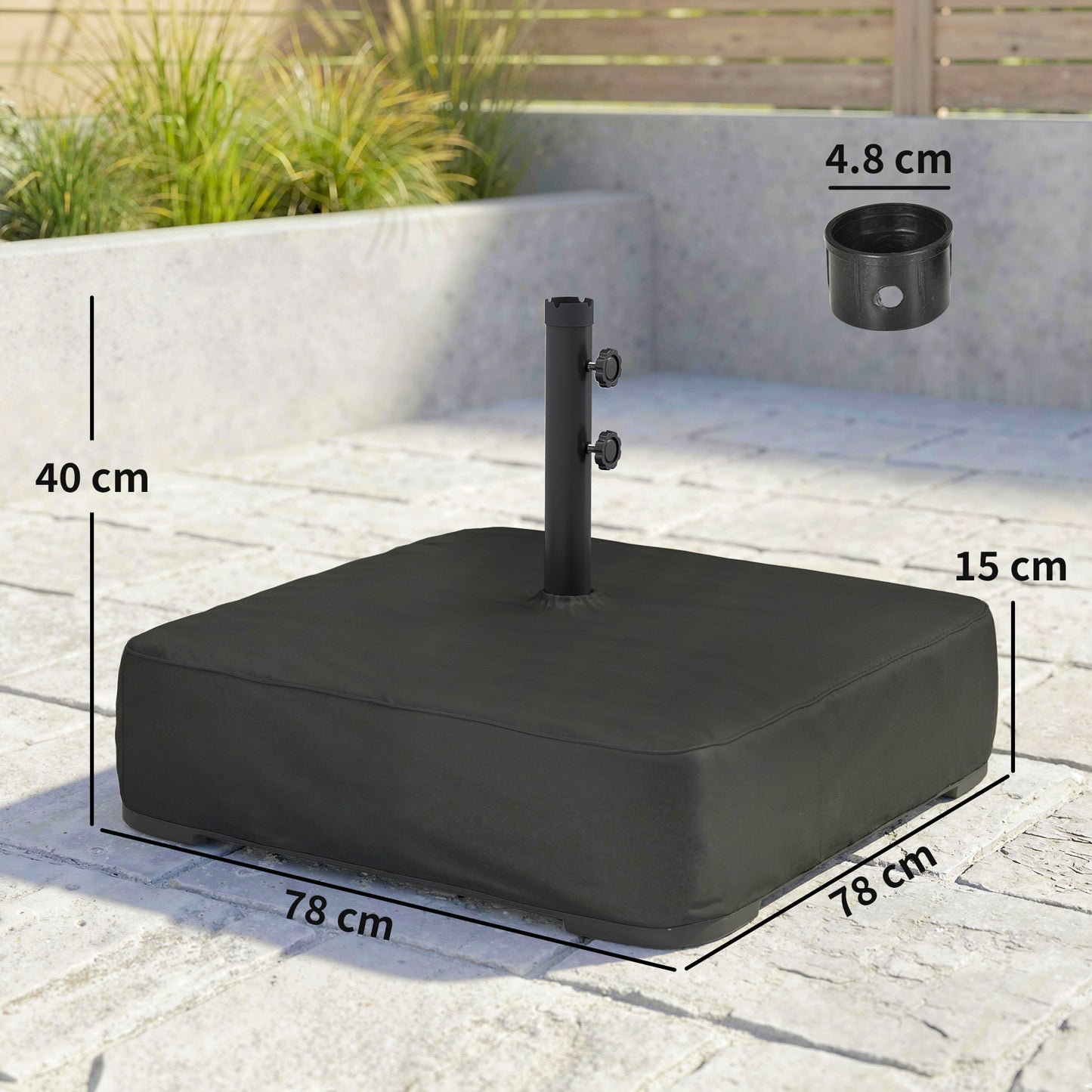 Garden Parasol Base 80 kg Sand Filled 48 mm Poles
