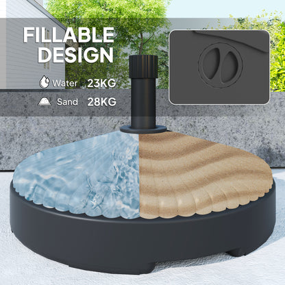 Garden Parasol Base, 28kg Sand Filled, 23kg Water Filled, Black