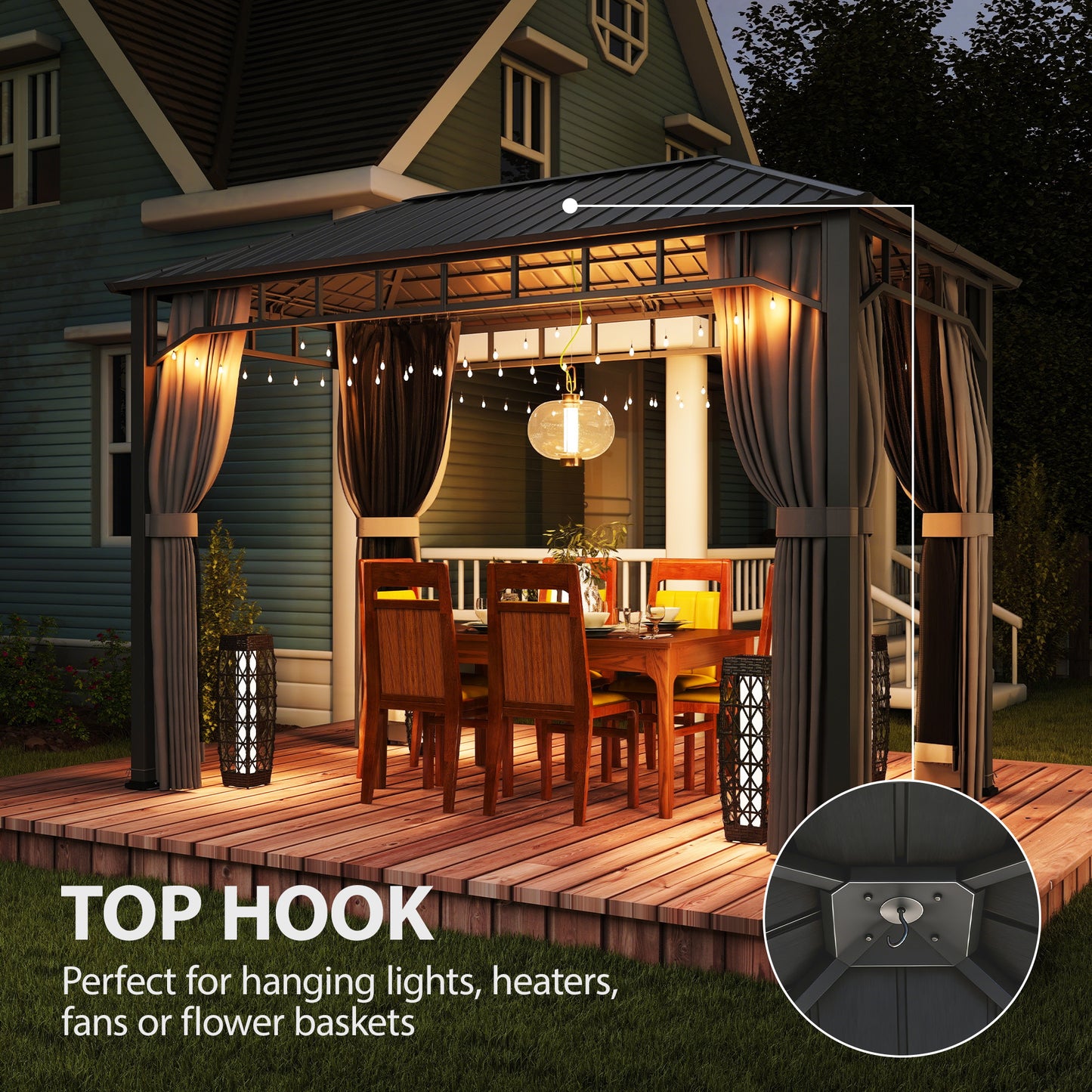 2 x 3.5 m Hardtop Gazebo with Galvanised Steel Roof and Sides