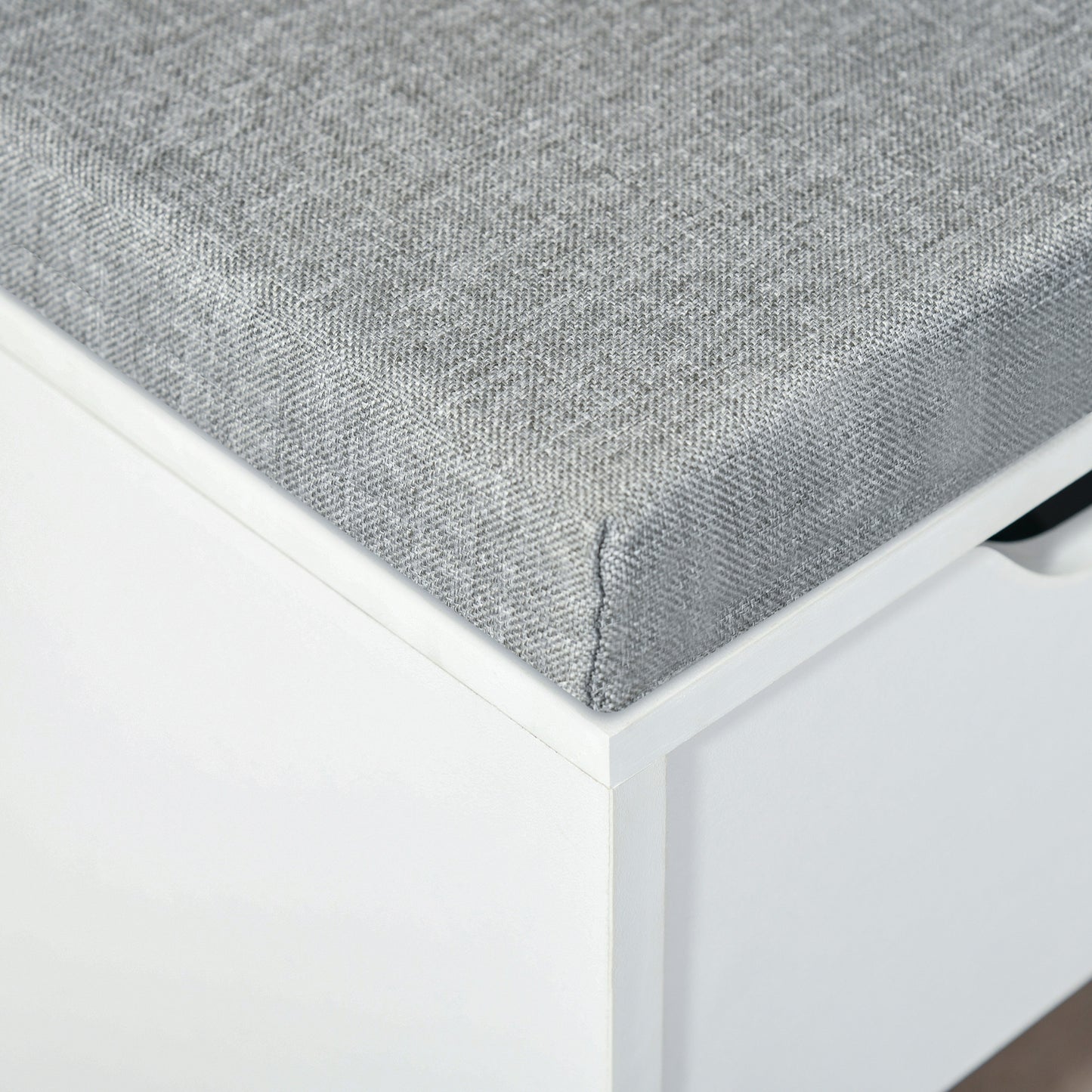 Shoe Storage Cabinet Bench w/ Cushion Adjustable Shelves White