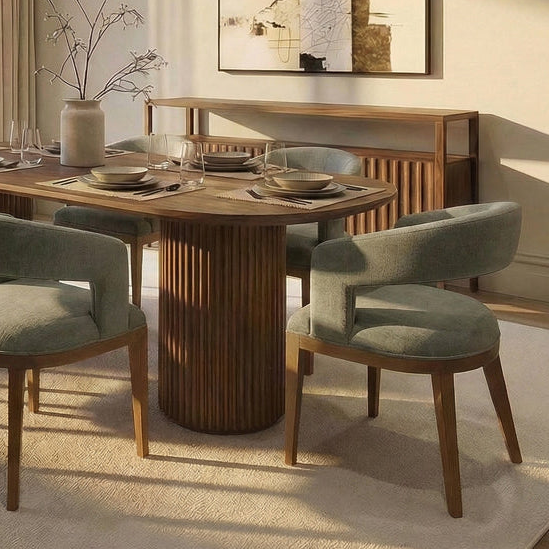 Madison Dining Chair with Water-Repellent Fabric and Ash Frame - Sage Green & Chestnut