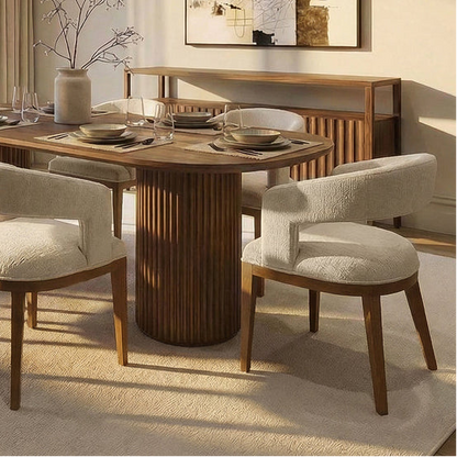 Madison Chenille Dining Chair with Ash Frame - Light Taupe & Chestnut
