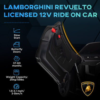 Lamborghini Revuelto Licensed Ride on Car w/ Suspension Black