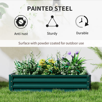 Set of 2 Raised Garden Bed Elevated Planter Box for Flowers Green