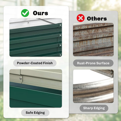 216L Raised Garden Bed, Set of 2 Galvanised Planter Box Outdoor with Open Bottom, Metal Raised Garden Bed Kit for Vegetables, Flowers and Herbs, 120 x 60 x 30.5cm, Green