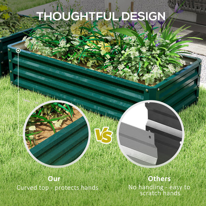 Set of 2 Raised Garden Bed Elevated Planter Box for Flowers Green