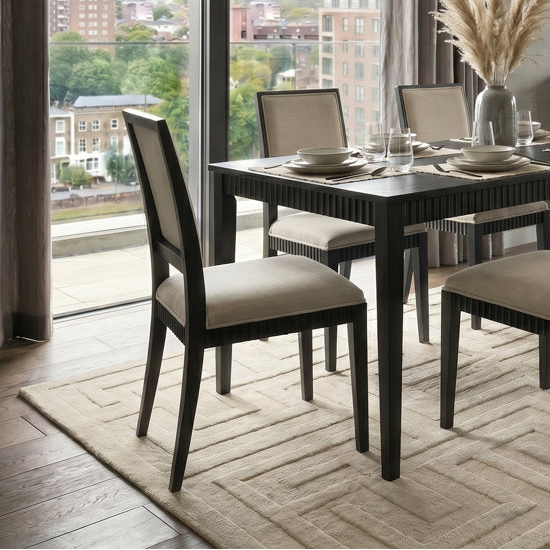 Oriel Fluted Linen-Effect Dining Chair with Ash Frame - Limestone