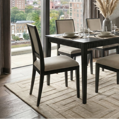 Oriel Fluted Linen-Effect Dining Chair with Ash Frame - Limestone