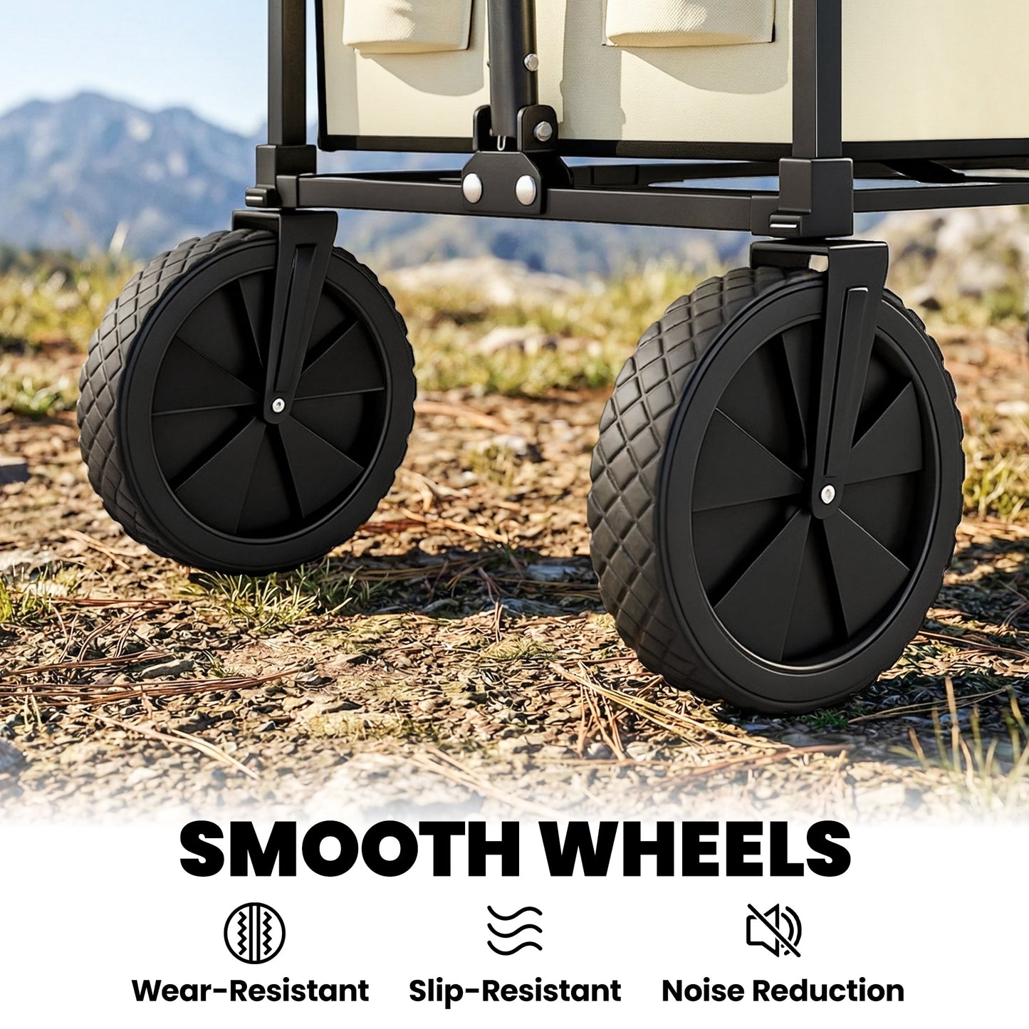 95L Foldable Festival Trolley on Wheels, Khaki