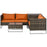 4 PCs Garden Rattan Wicker Outdoor Furniture Patio Corner Sofa Love Seat and Table Set with Cushions Side Desk Storage - Orange