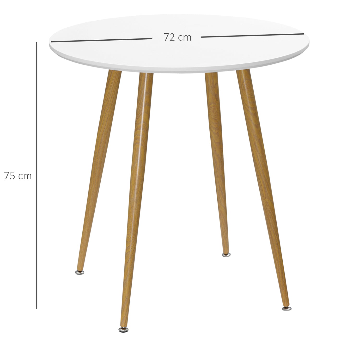 Round Dining Table with Matte Top Metal legs, Kitchen Table for 2 People