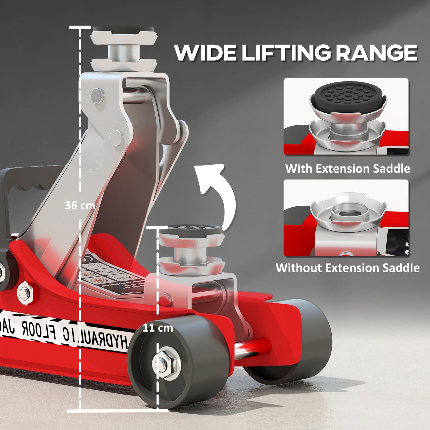 Hydraulic Low Profile Floor Jack, 2.5 T 80-360 mm Steel Car Jack, Red