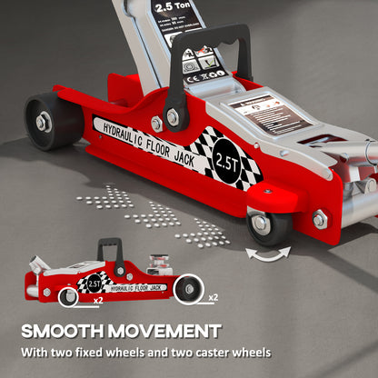 Hydraulic Low Profile Floor Jack, 2.5 T 80-360 mm Steel Car Jack, Red