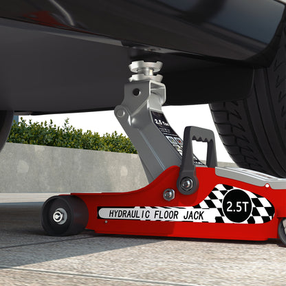 Hydraulic Low Profile Floor Jack, 2.5 T 80-360 mm Steel Car Jack, Red
