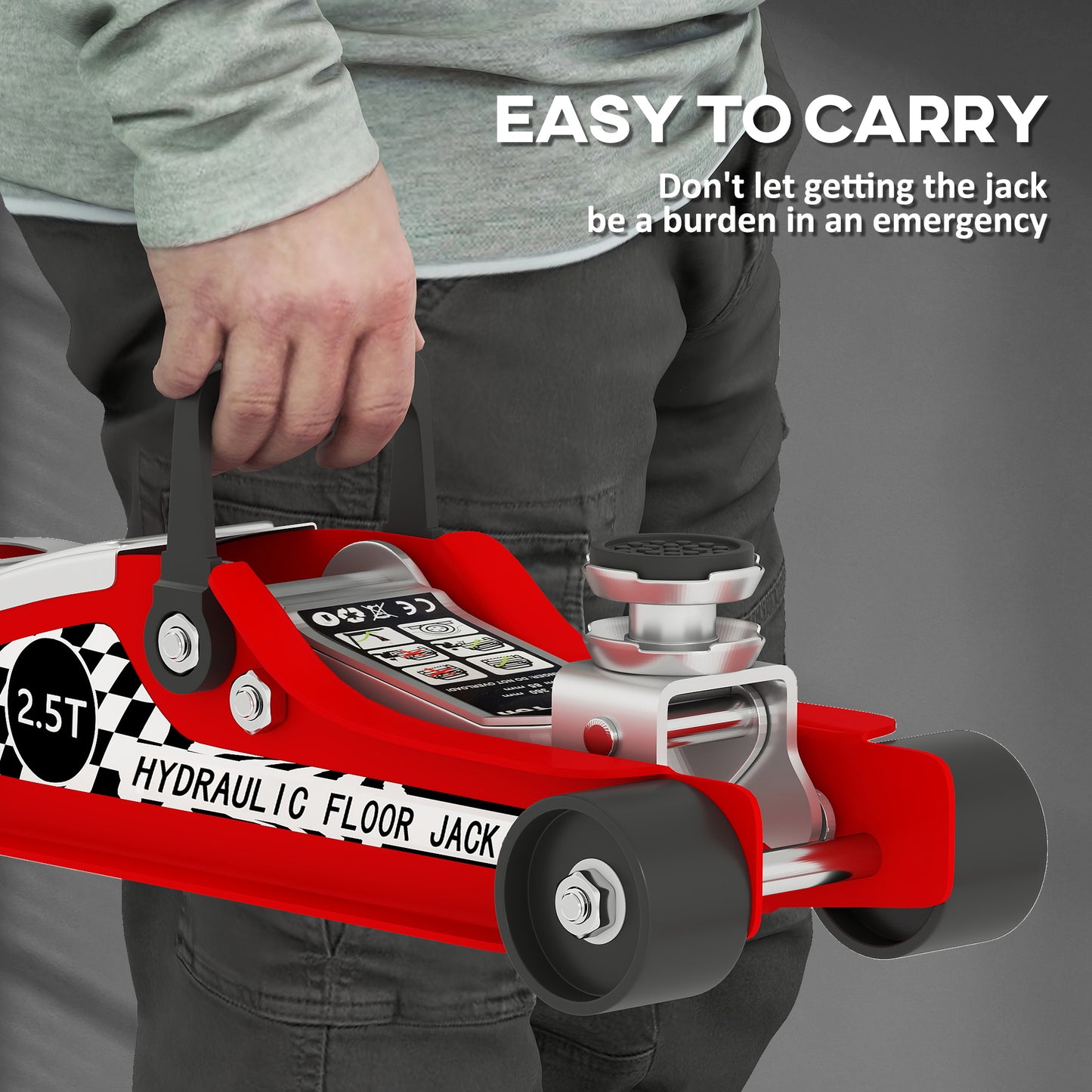 Hydraulic Low Profile Floor Jack, 2.5 T 80-360 mm Steel Car Jack, Red