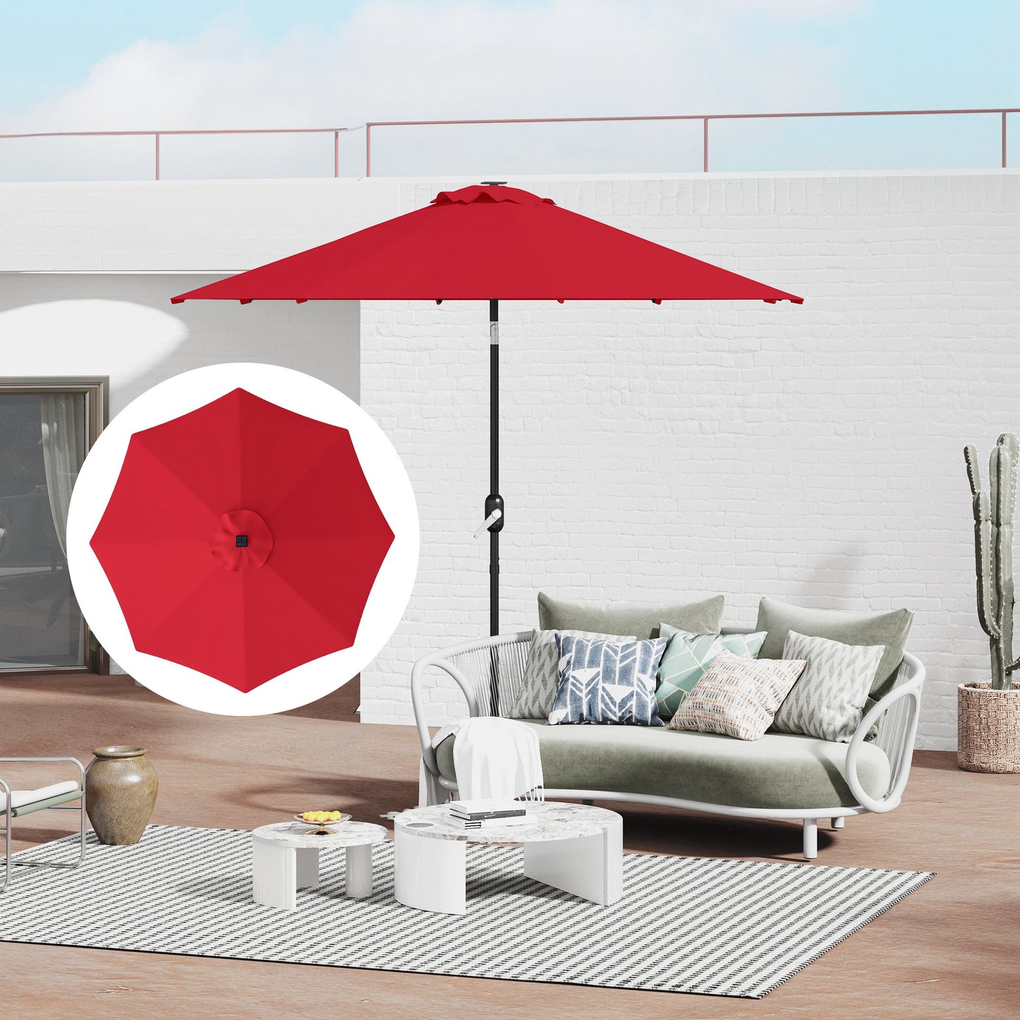 UPF 50+ Replacement Parasol Canopy Parasol Cover Replacement, Red