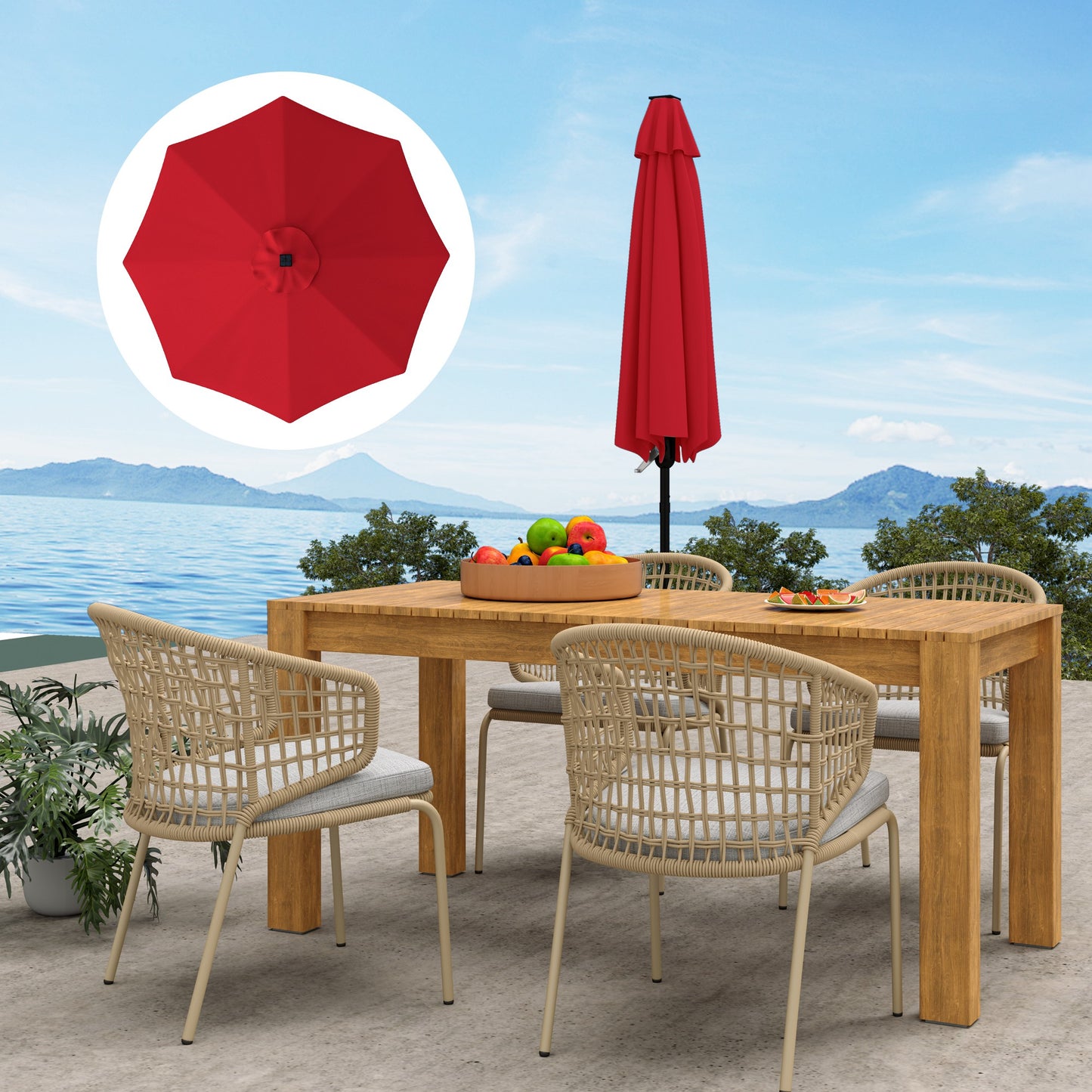 UPF 50+ Replacement Parasol Canopy Parasol Cover Replacement, Red