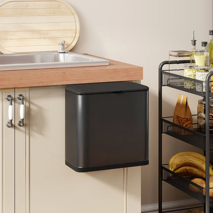 8L Hanging Kitchen Bin, Rubbish bin w/ Stay-Open Lid for Under Sink