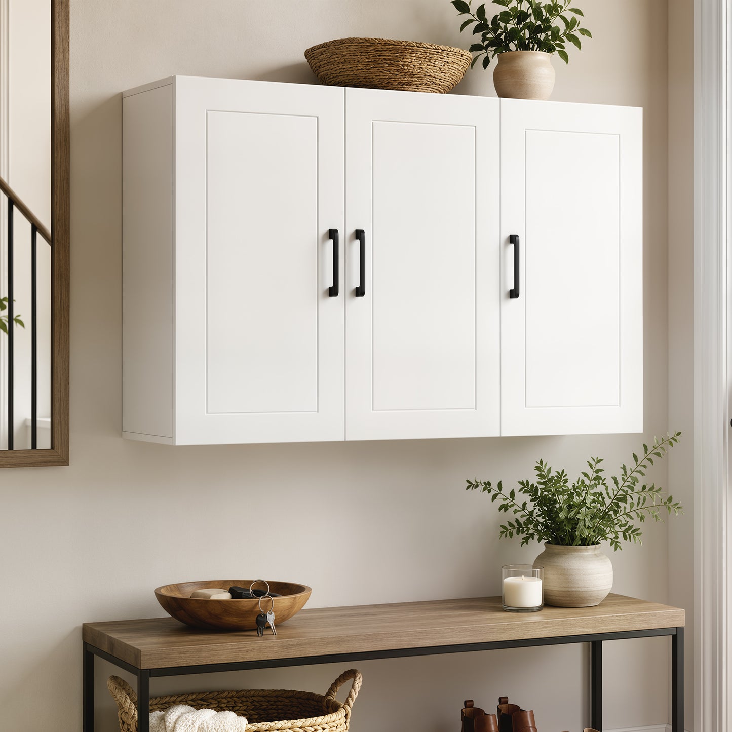 Wall Mounted Bathroom Cabinet with Adjustable Shelves, White