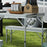 Foldable Camping Picnic Table and Chairs, Lightweight Aluminium Garden Table Set with 2 Benches for Camping, Garden, Party, BBQ, Silver
