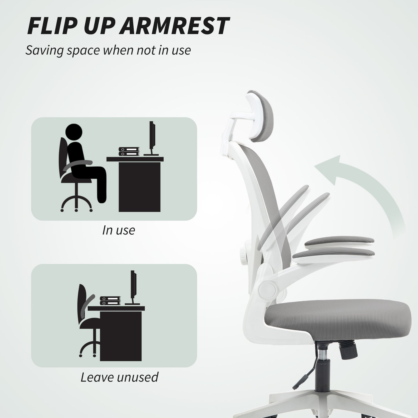 Ergonomic Mesh Office Chair with Headrest, Lumbar Support, Grey