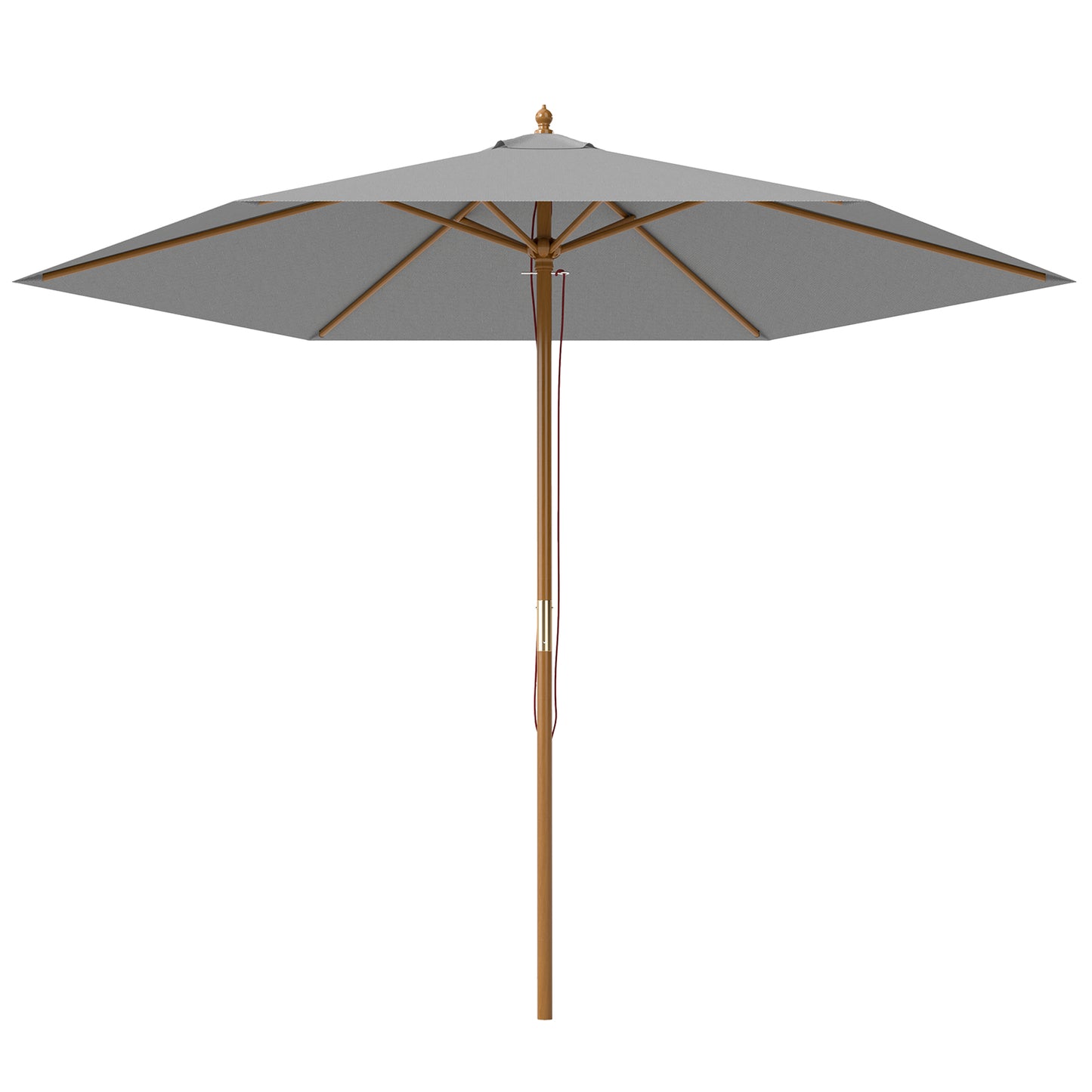 2.5m Wood Garden Parasol Sun Shade Outdoor Wooden Umbrella Canopy
