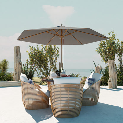 2.5m Wood Garden Parasol Sun Shade Outdoor Wooden Umbrella Canopy