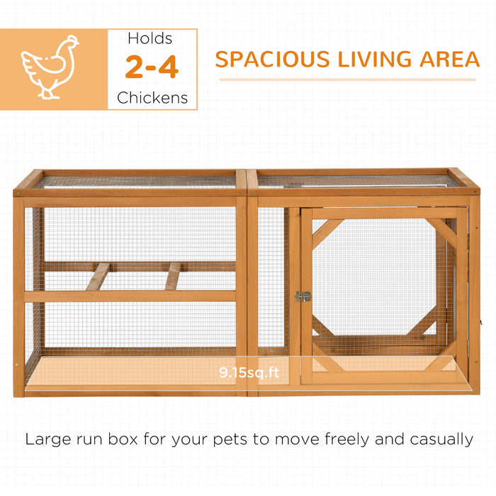 Wooden Chicken Coop with Perches, Doors, Combinable Design, for 2-4 Chickens - Natural Wood Colour