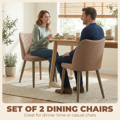 Dining Chairs Set of 2, Kitchen Chairs with Padded Seat, Curved Back