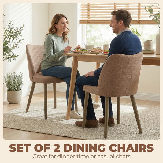 Dining Chairs Set of 2, Kitchen Chairs with Padded Seat, Curved Back