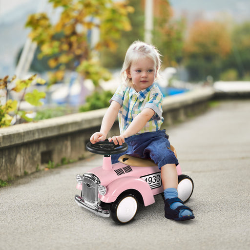 Foot to Floor Slider with Steering Wheel, for Ages 12-36 Months -  Pink