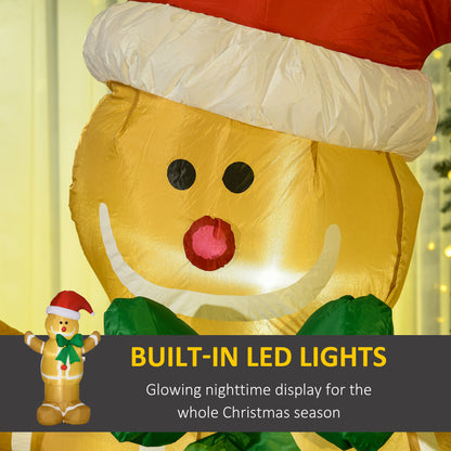 6ft Christmas Inflatable Gingerbread Man & Santa Hat w/ LED Lights