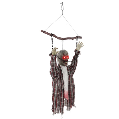43" Hanging Animated Chained Zombie Halloween Decoration for Scary Garden