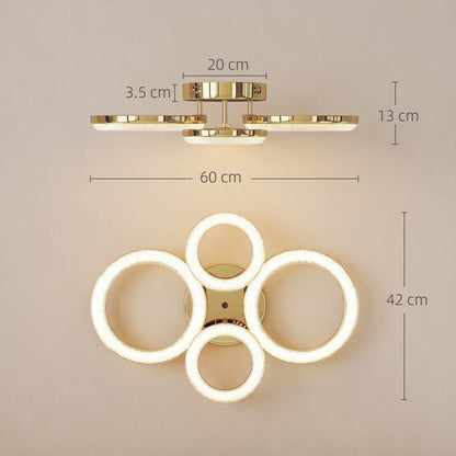 Modern 4-Ring Flush Mount Ceiling Light, LED Ceiling Light, Gold