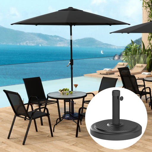 22kg Garden Parasol Base, Round HDPE Sun Umbrella Base, Black