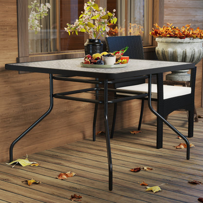 Square Patio Table, Glass Top Garden Dining Table 100 x 100cm