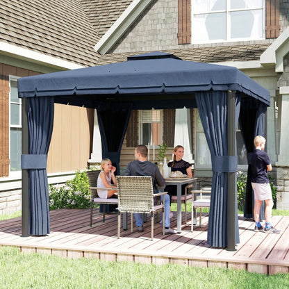 3 x 3(m) Patio Gazebo Garden Shelter w/ Mosquito Netting, Dark Blue