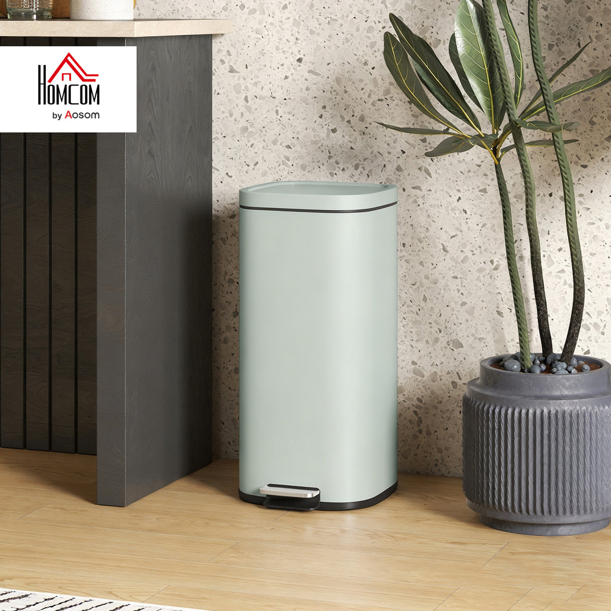 30L Kitchen Bin, Pedal Bin with Lid, Removable Inner Bucket, Green