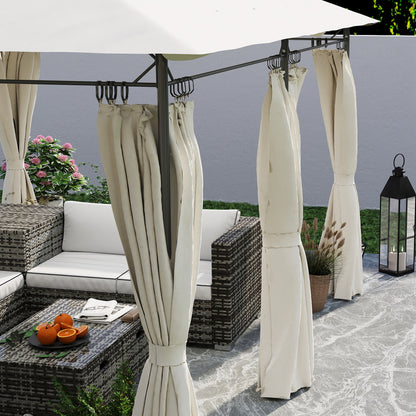 3 x 4m Garden Gazebo with Sides, Double Roof Metal Gazebo, White