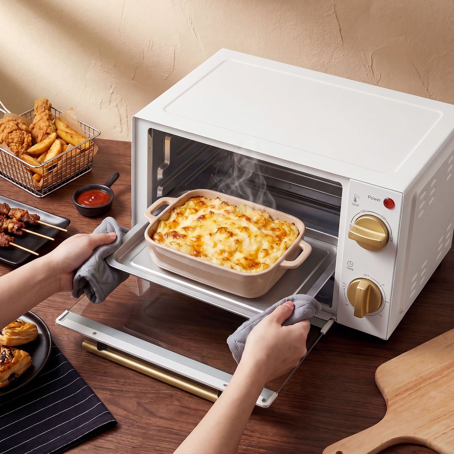 Mini Oven 9L Countertop Toaster Oven with Timer Control 750W White