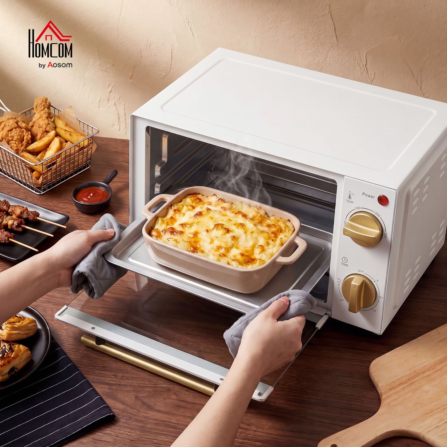 Mini Oven 9L Countertop Toaster Oven with Timer Control 750W White
