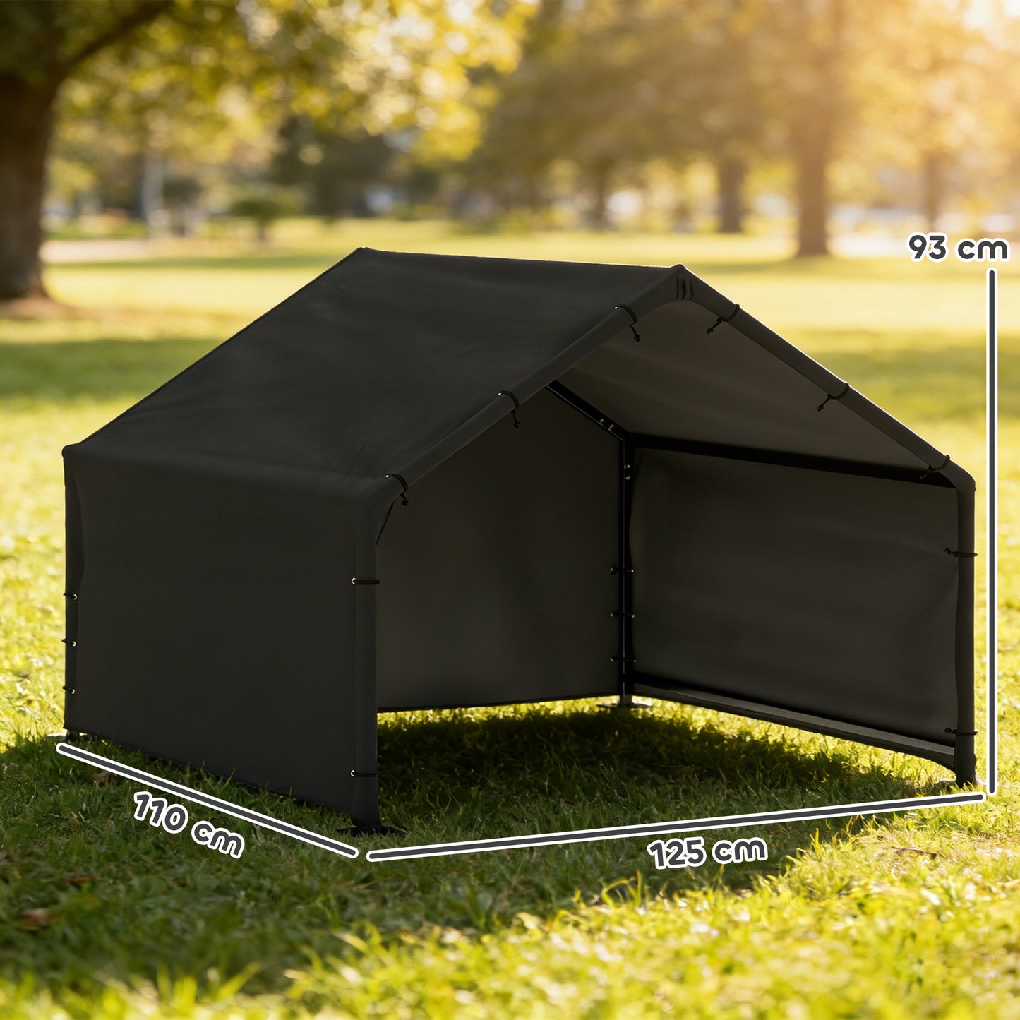 Dog Shade Shelter, Outdoor Dog House with Waterproof & UV-Resistant Canopy, Pet Tent for Small Medium Large Breeds, Pet House for Small Animals with Ground Nails, 125 x 110 x 93 cm