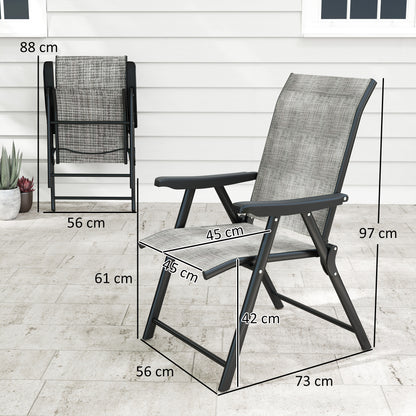 2PCS Folding Chair w/ Breathable Mesh Fabric Seat, Black and Grey