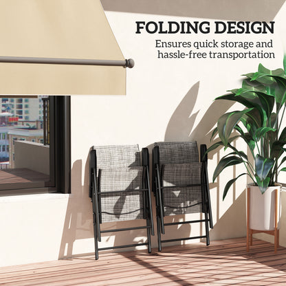 2PCS Folding Chair w/ Breathable Mesh Fabric Seat, Black and Grey