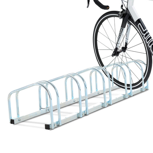 Bike Stand Parking Rack Floor or Wall Mount Bicycle Cycle Storage Locking Stand (5 Racks, Silver)