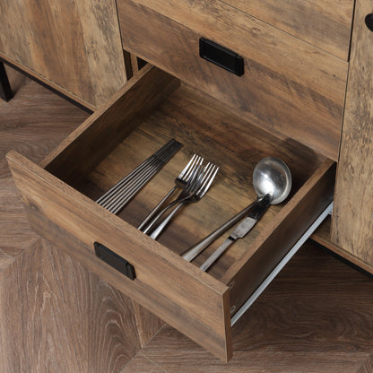 Industrial Sideboard, Storage Cabinet, Accent Cupboard Distressed Brown